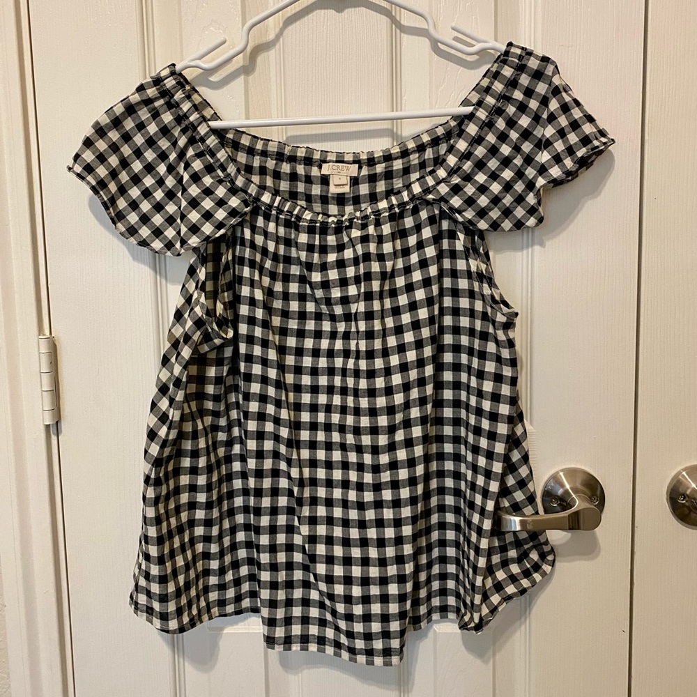 JCrew gingham off shoulder top